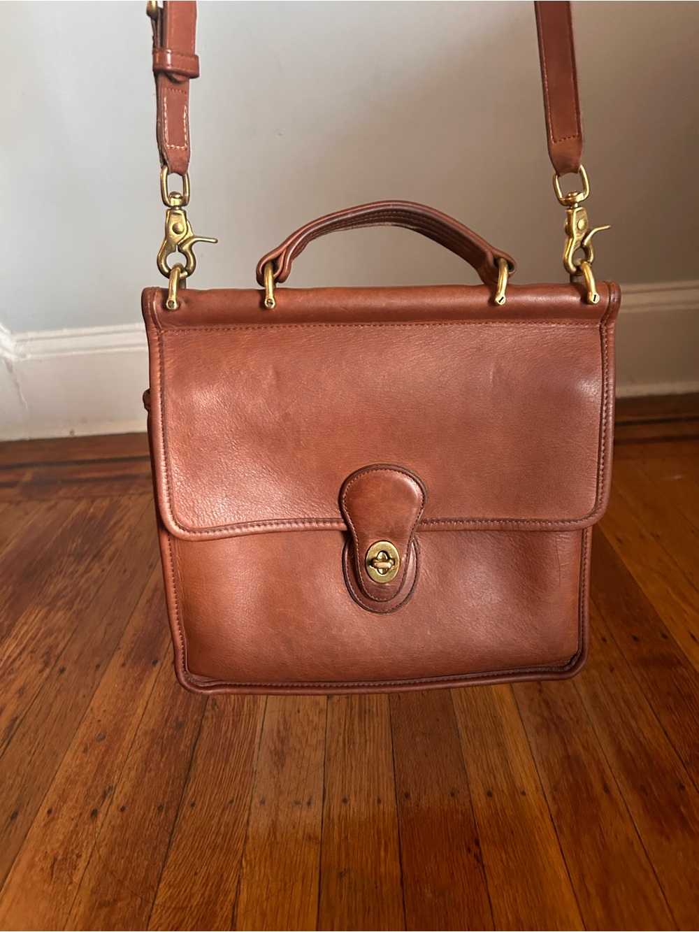 Vintage Coach Willis Bag Brown Leather Satchel Crossbody 9927 USA